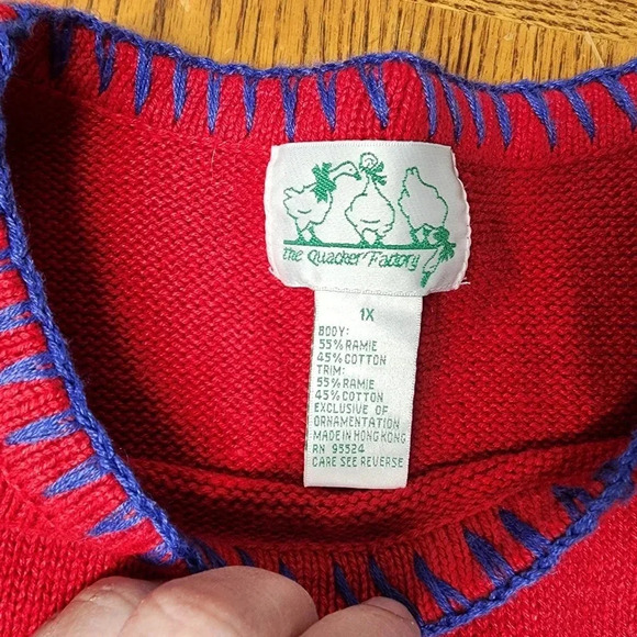 The Quaker Factory Plus Size 1X Red Sweater Light House Sail Boat Short Sleeve - Picture 5 of 7